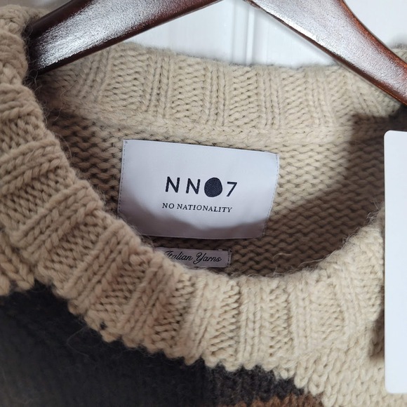 NN07 no nationality NEW BRADY wool blend Italian yarn Patterned sweater LARGE - Picture 3 of 8